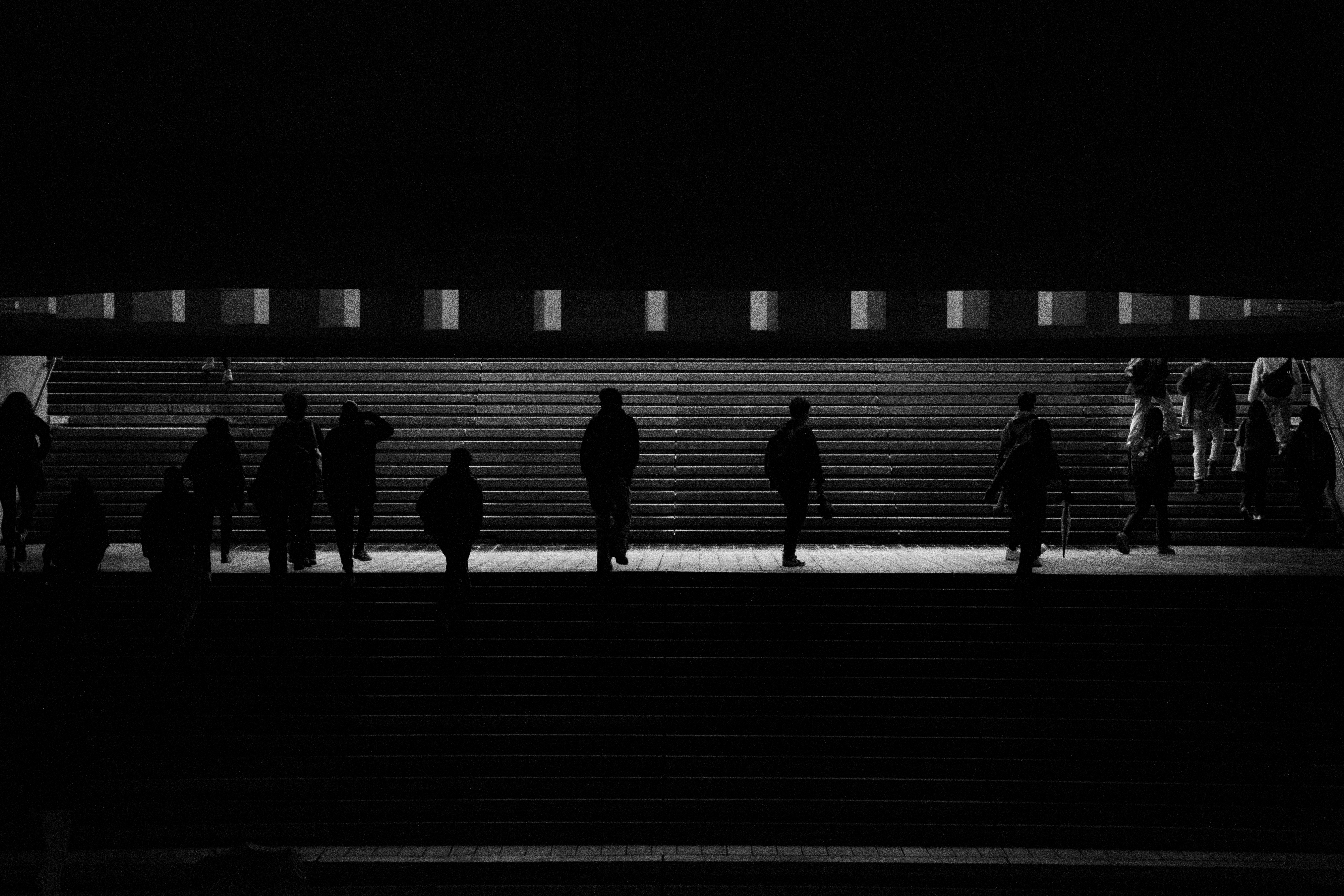 People moving through an SFU stairwell